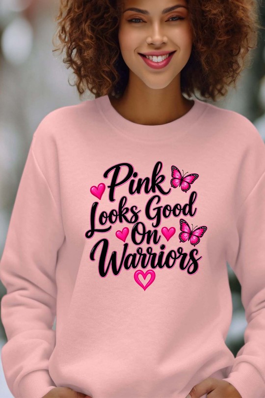 Pink looks warriors - Sweat Col Rond Femme-ROSE