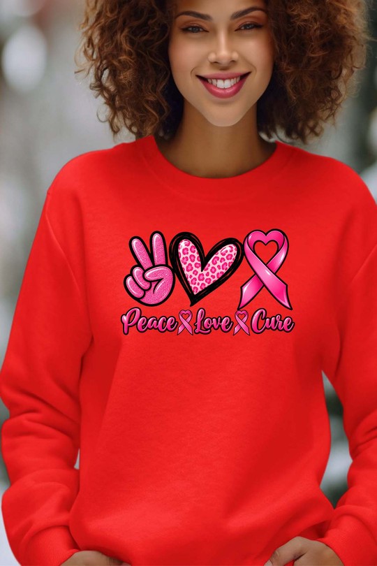 PLC pink october - Sweat Col Rond Femme-ROUGE