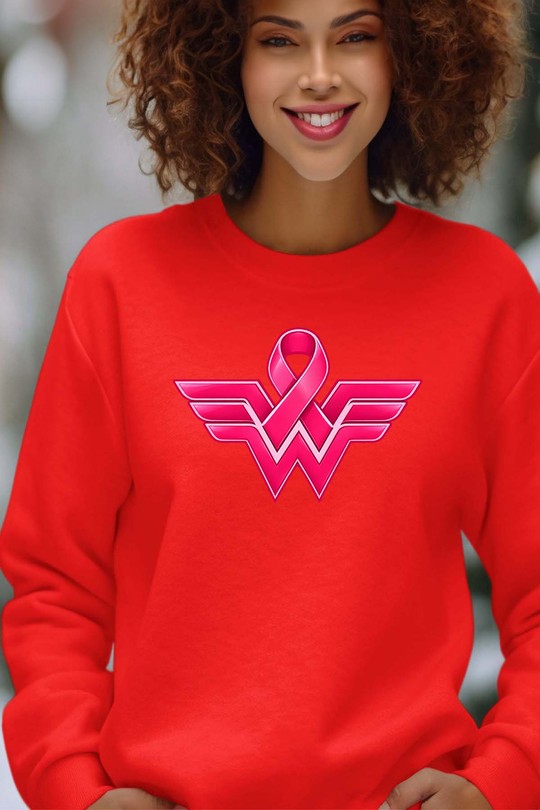 Wonder Pink October - Sweat Col Rond Femme-ROUGE