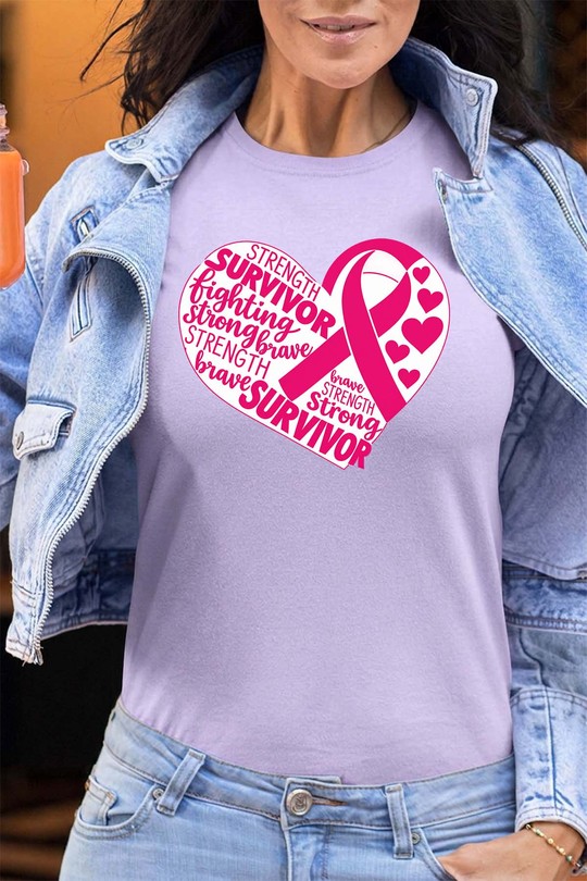 Coeur survivor octobre - Tshirt Femme - FC-VIOLET
