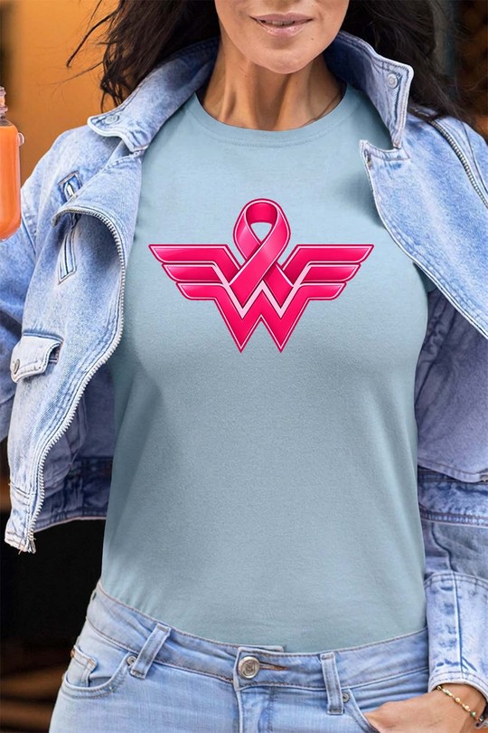 Wonder Pink October - Tshirt Femme - FC-BLEU CIEL