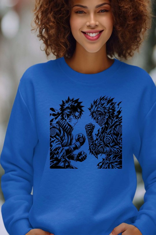 naruto coloring - Sweat Col Rond Femme-BLEU ROI