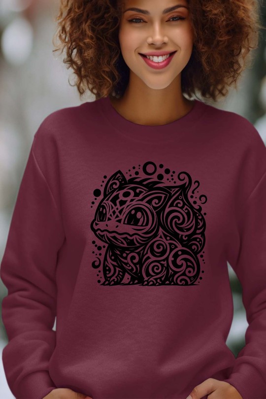 pokemon bulbasur - Sweat Col Rond Femme-BORDEAUX