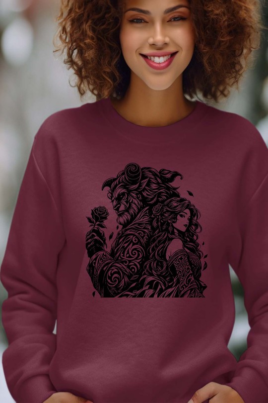 tatto bell and monster V2 - Sweat Col Rond Femme-BORDEAUX