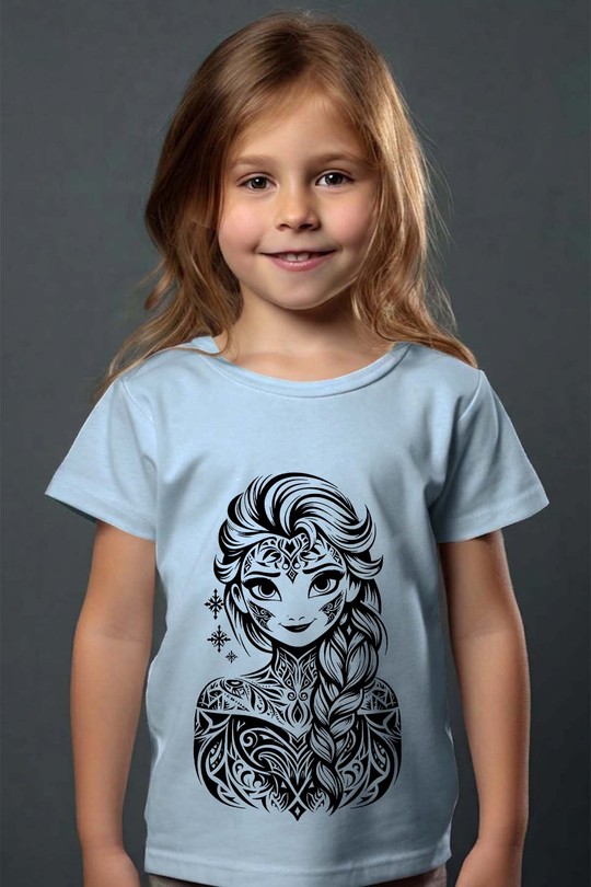 frozen elsa tatto - Tshirt Fille - FC-BLEU CIEL