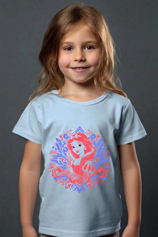 tatto snow white V2 - Tshirt Fille - FC-BLEU CIEL