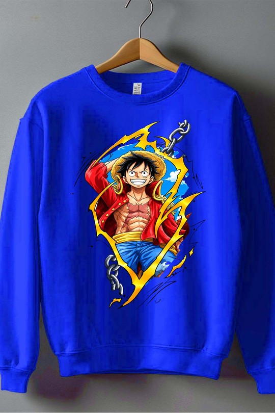 LUFFY MAGIC - Sweat Col Rond Garçon-BLEU ROI