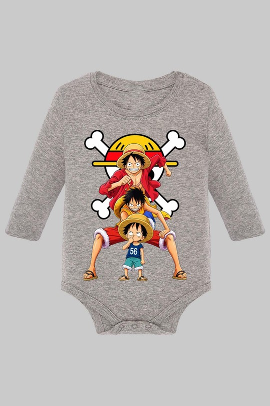 3 gen luffy - Body Manche longue bébé-GRIS