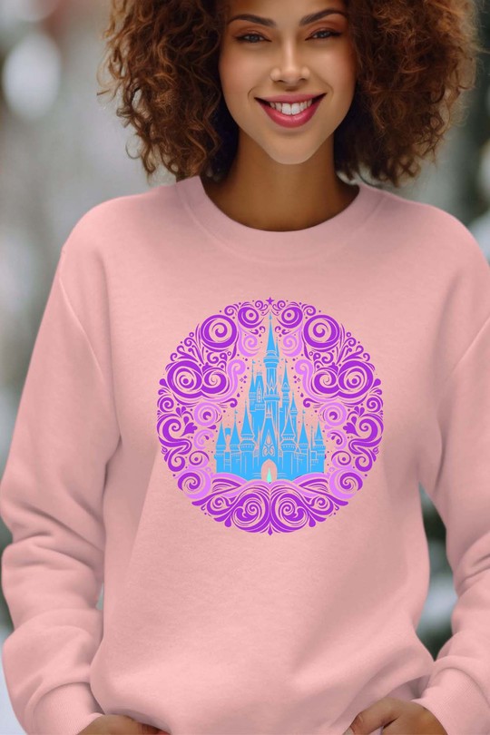 tatto castle princess BLANCµ - Sweat Col Rond Femme-ROSE