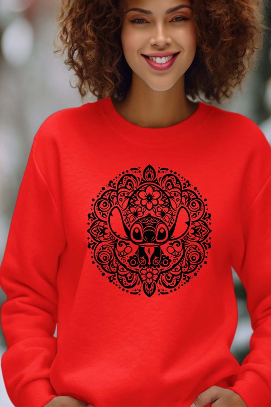 tatto mini stitch - Sweat Col Rond Femme-ROUGE