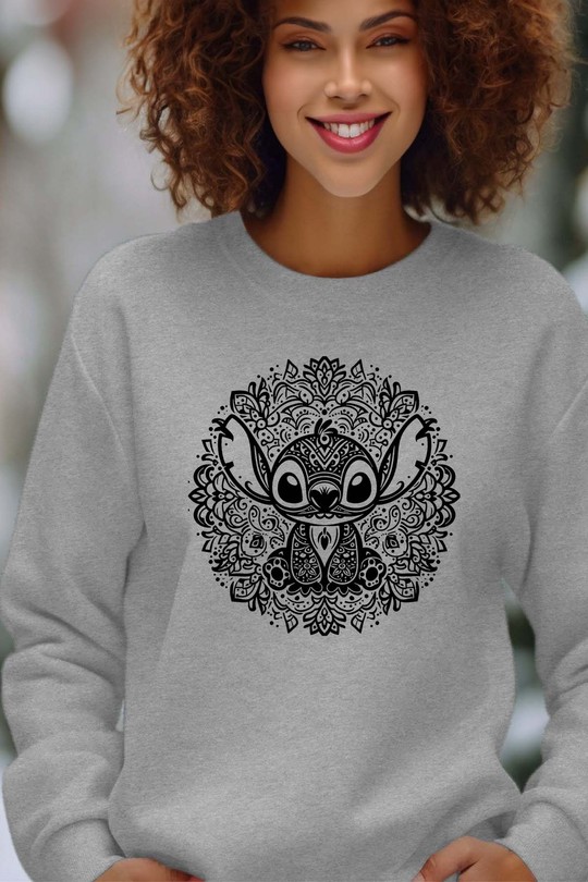 tatto stitch s - Sweat Col Rond Femme-GRIS