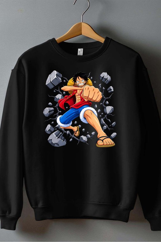 luffy warrior - Sweat Col Rond Garçon-NOIR