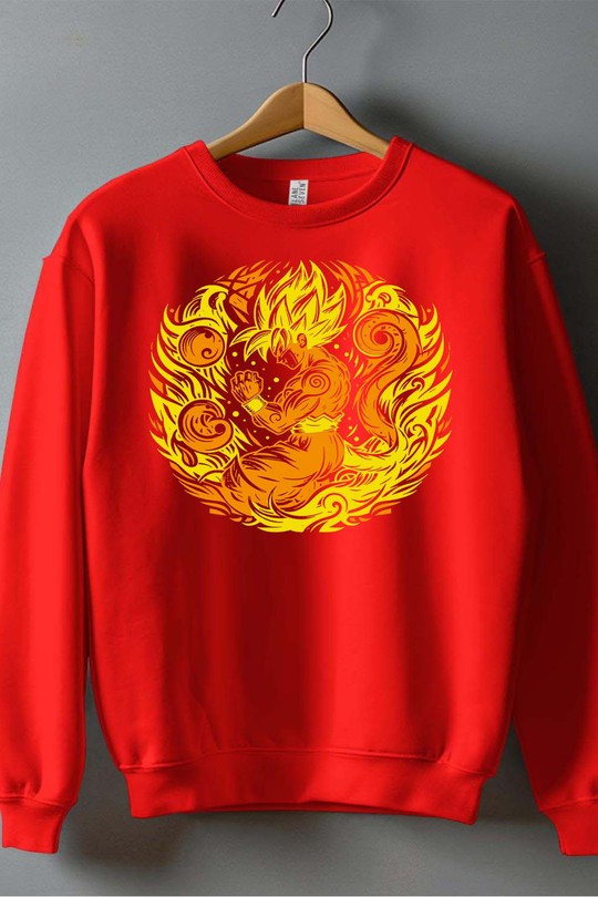 tatto dragon ball - Sweat Col Rond Garçon-ROUGE