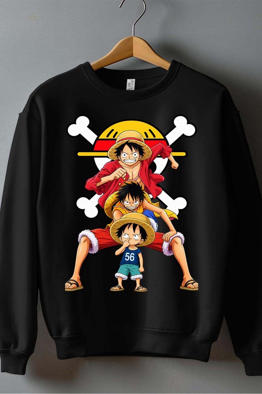3 gen luffy - Sweat Col Rond Homme-NOIR
