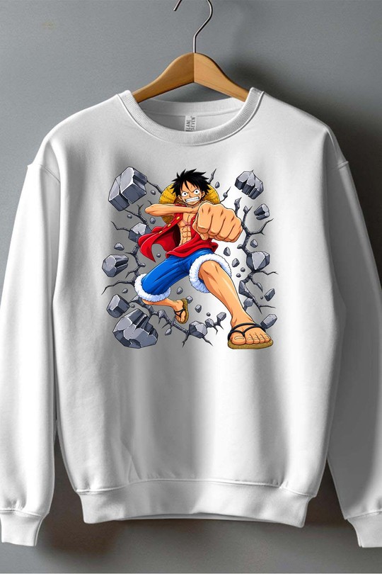 luffy warrior - Sweat Col Rond Homme-BLANC