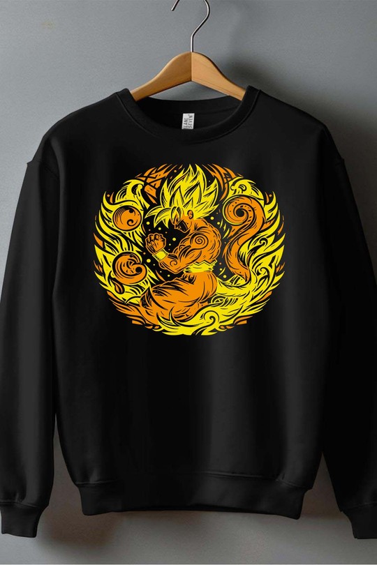 tatto dragon ball - Sweat Col Rond Homme-NOIR