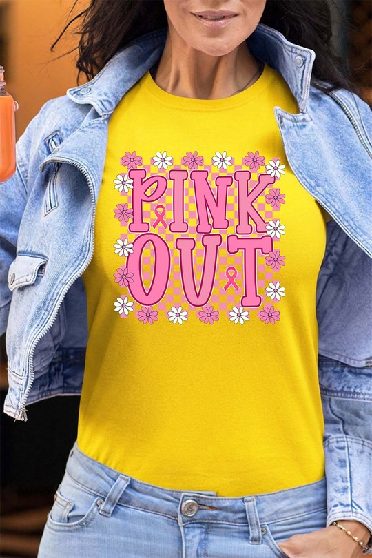 PinkOut Flower - Tshirt Femme - FC-JAUNE