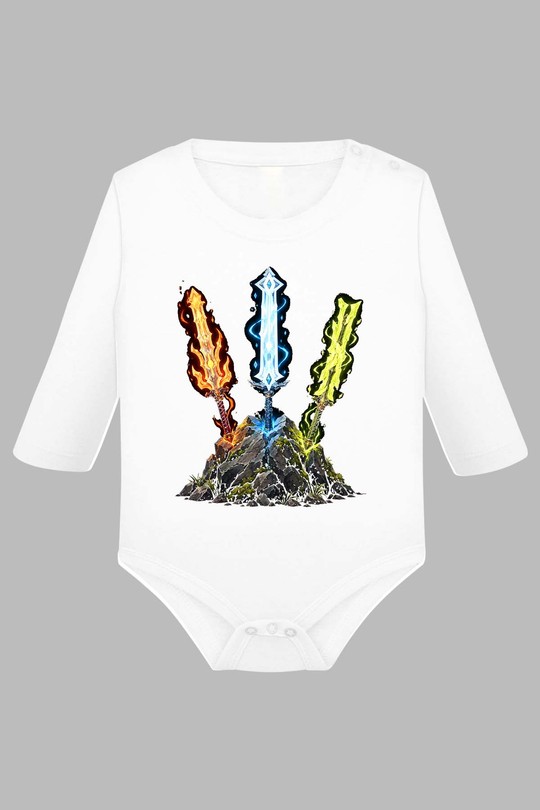 elemental swords btow - Body Manche longue bébé-BLANC