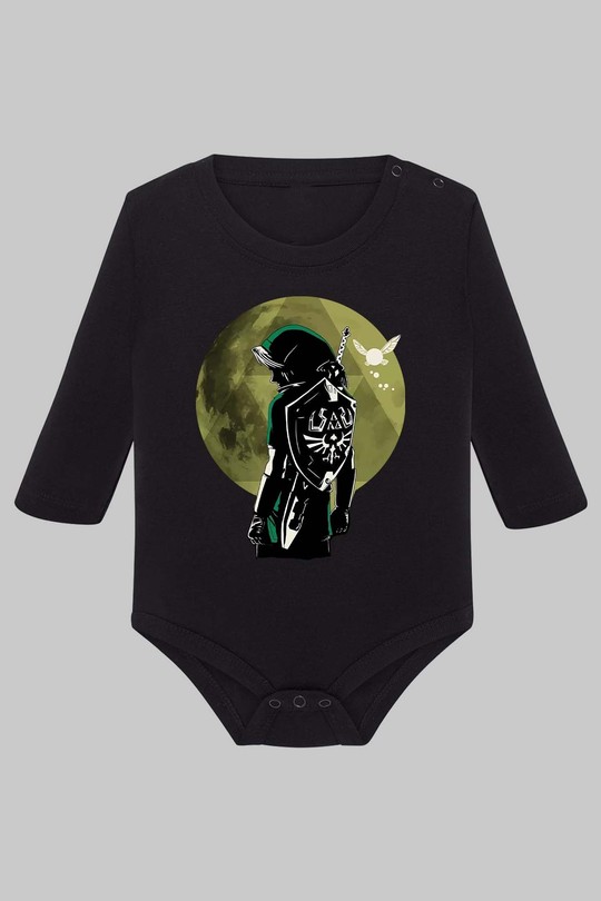 mask shadow forest - Body Manche longue bébé-NOIR