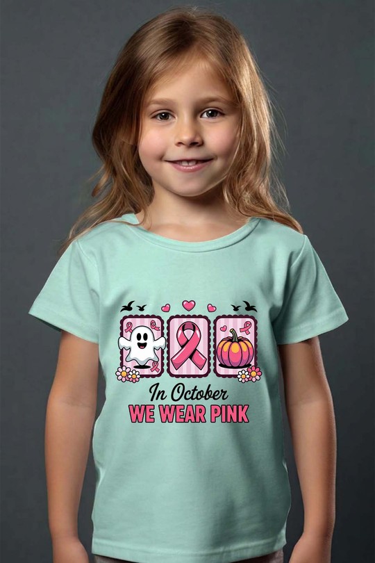 Three Octobre Pink - Tshirt Fille - FC-VERT D'EAU
