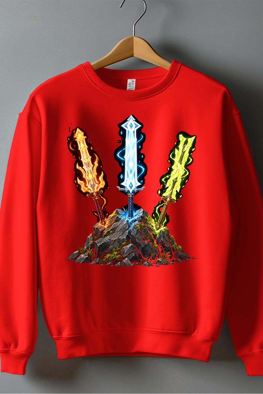elemental swords btow - Sweat Col Rond Homme-ROUGE