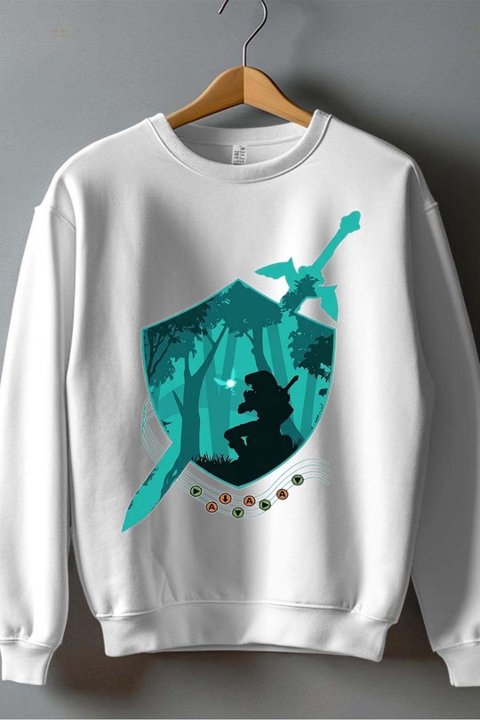 sword ocarina - Sweat Col Rond Homme-BLANC