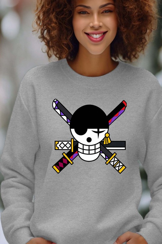 PIRAT ONEPICE - Sweat Col Rond Femme-GRIS