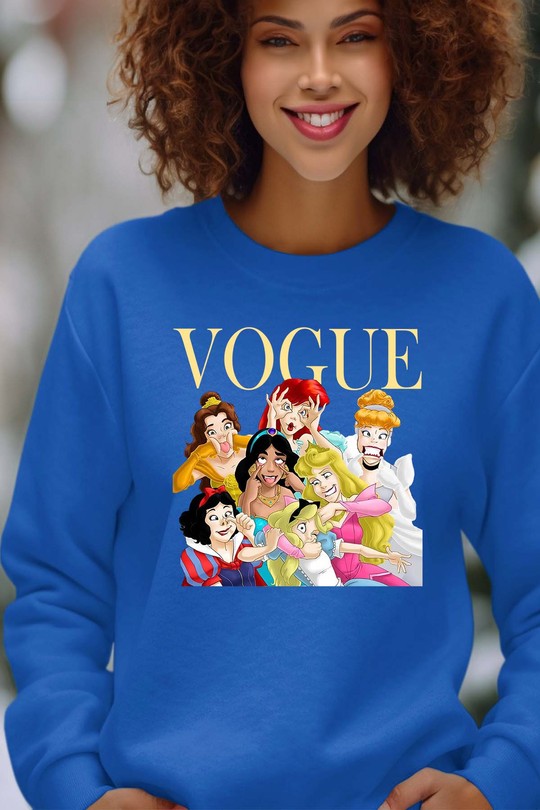 PRINCESS funny - Sweat Col Rond Femme-BLEU ROI