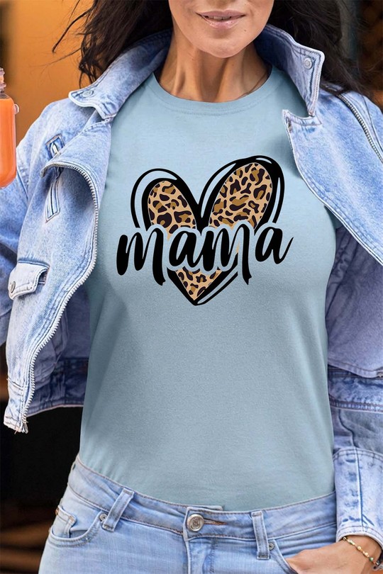 mama leopard - Tshirt Femme - FC-BLEU CIEL