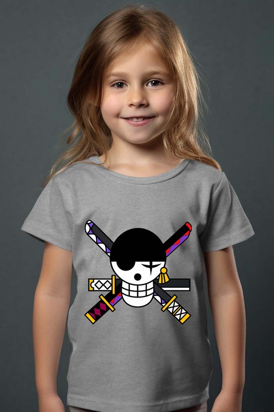 PIRAT ONEPICE - Tshirt Fille-GRIS