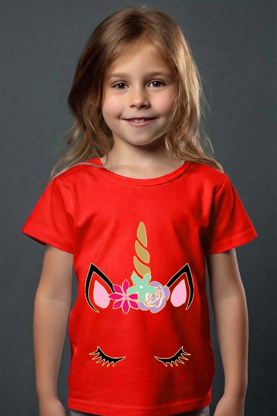 unicorne  wakeup - Tshirt Fille-ROUGE