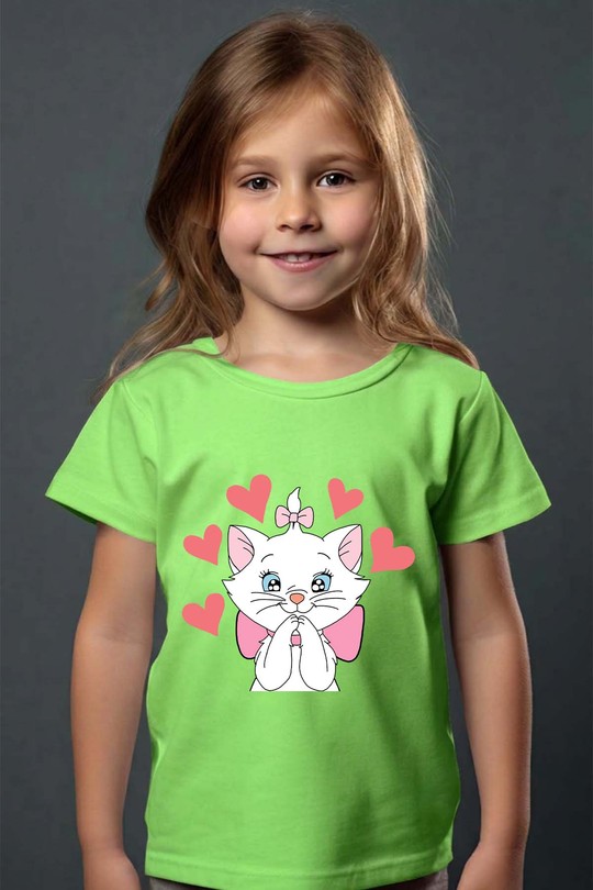 kitten in love - Tshirt Fille - FC-VERT CLAIR
