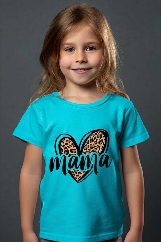mama leopard - Tshirt Fille - FC-TURQUOISE