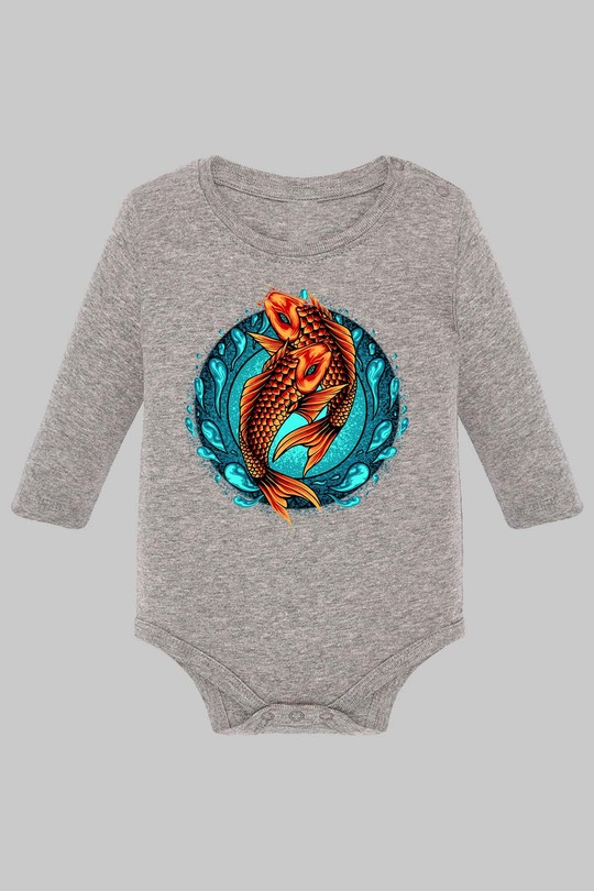 koifish - Body Manche longue bébé-GRIS