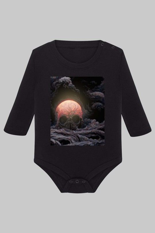 Skull With The Great Wave Off Kanagawa copy - Body Manche longue bébé-NOIR