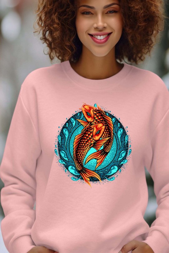 koifish - Sweat Col Rond Femme-ROSE