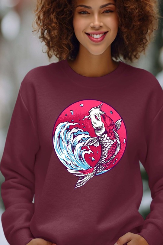 koijapan - Sweat Col Rond Femme-BORDEAUX