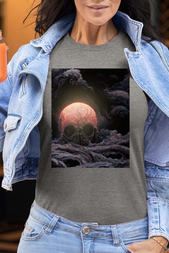 Skull With The Great Wave Off Kanagawa copy - Tshirt Femme-GRIS