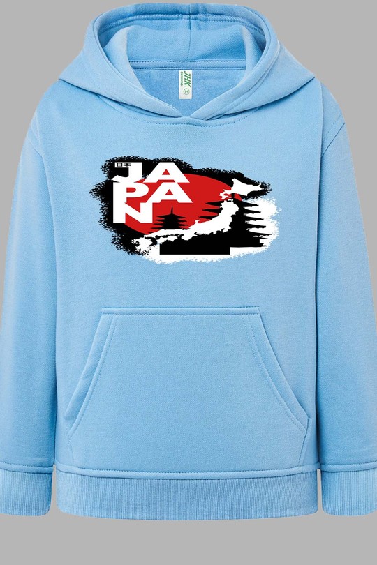 Red and White Modern Illustrative Japan T-Shirt - Sweat capuche Fille-BLEU CIEL