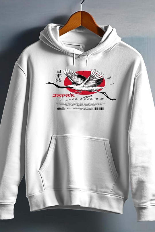 Red White and Black Streetwear Japan Culture - Sweat capuche Fille-BLANC
