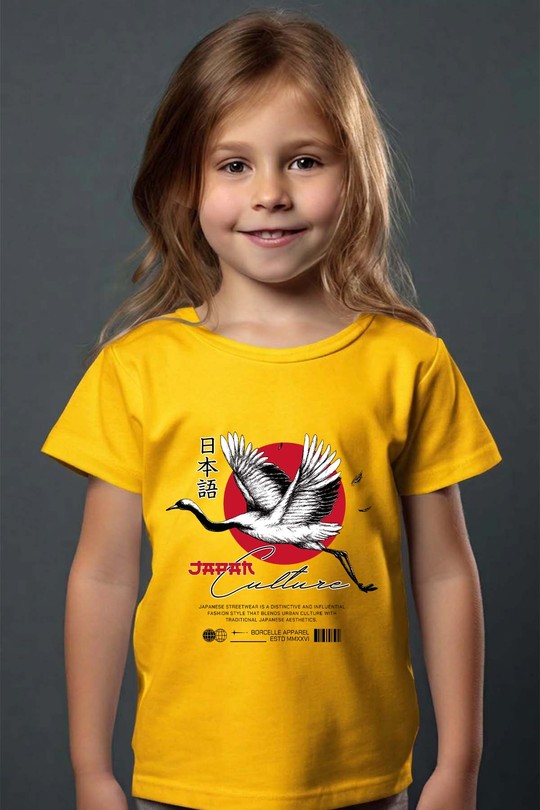 Red White and Black Streetwear Japan Culture - Tshirt Fille-JAUNE