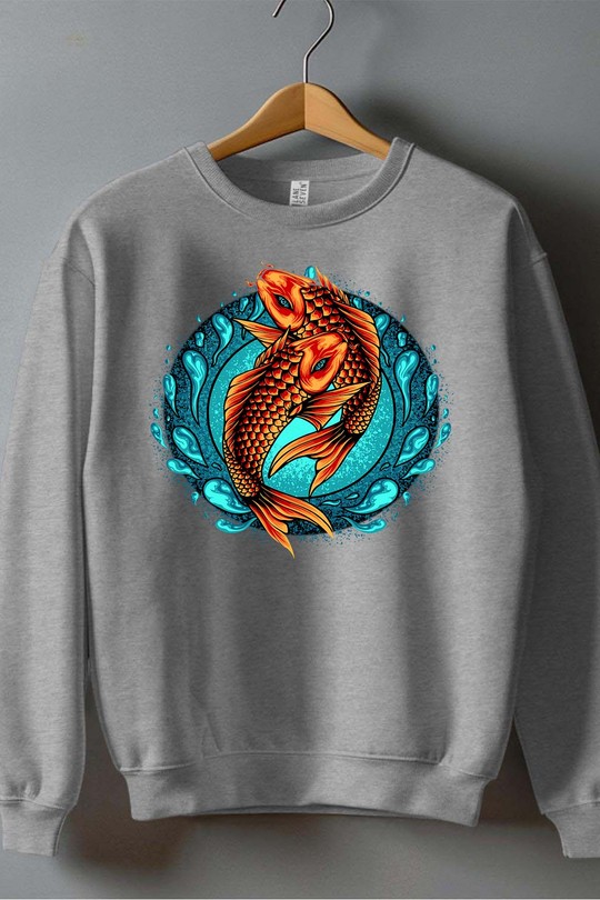 koifish - Sweat Col Rond Garçon-GRIS