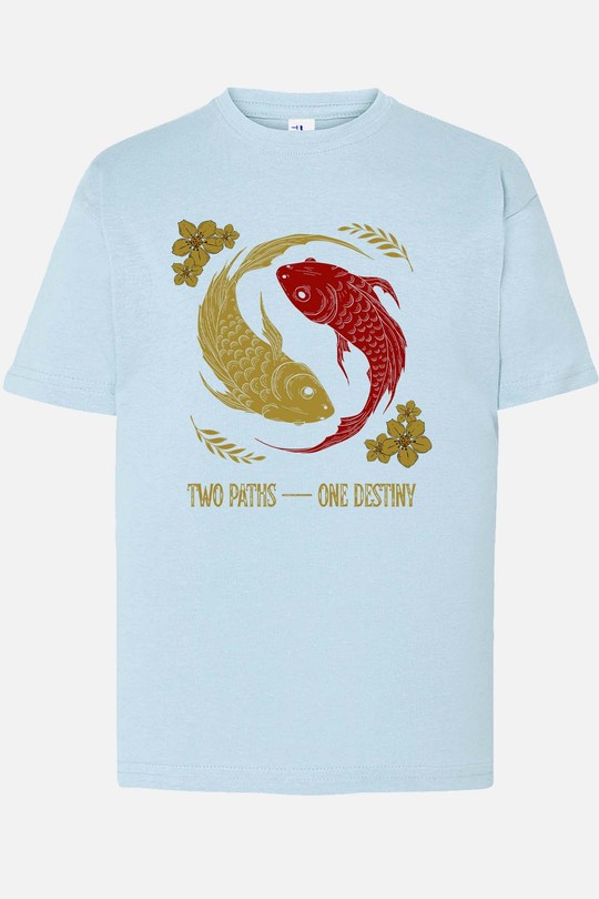 Red and White Creative Illustrated Koi Fish - Tshirt Garçon-BLEU CIEL