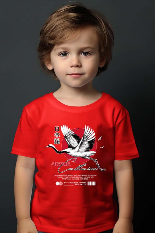 Red White and Black Streetwear Japan Culture - Tshirt Garçon-ROUGE