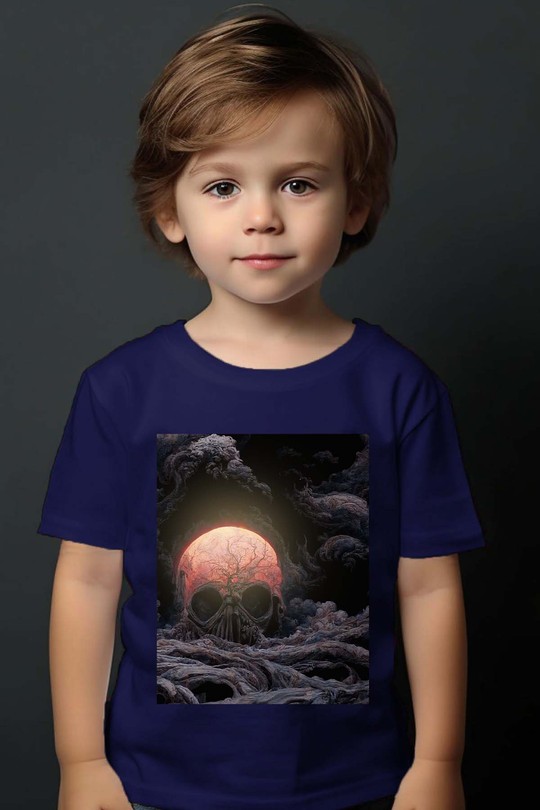 Skull With The Great Wave Off Kanagawa copy - Tshirt Garçon-MARINE
