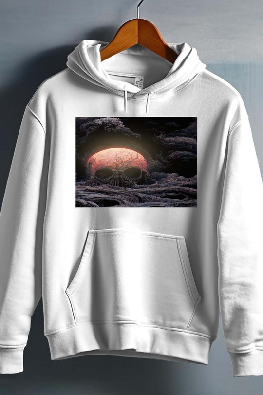 Skull With The Great Wave Off Kanagawa copy - Sweat capuche Homme-BLANC