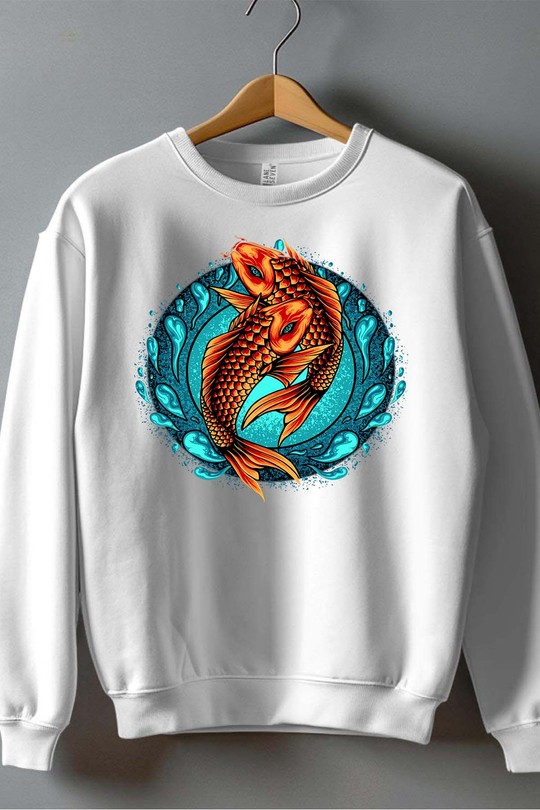 koifish - Sweat Col Rond Homme-BLANC