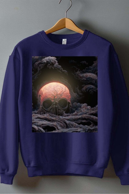 Skull With The Great Wave Off Kanagawa copy - Sweat Col Rond Homme-MARINE