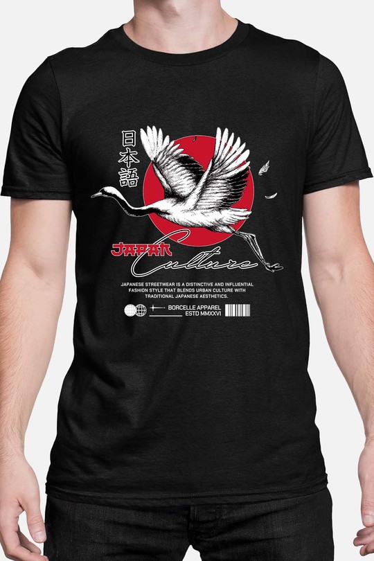 Red White and Black Streetwear Japan Culture - Tshirt Homme-NOIR