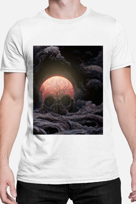 Skull With The Great Wave Off Kanagawa copy - Tshirt Homme-BLANC